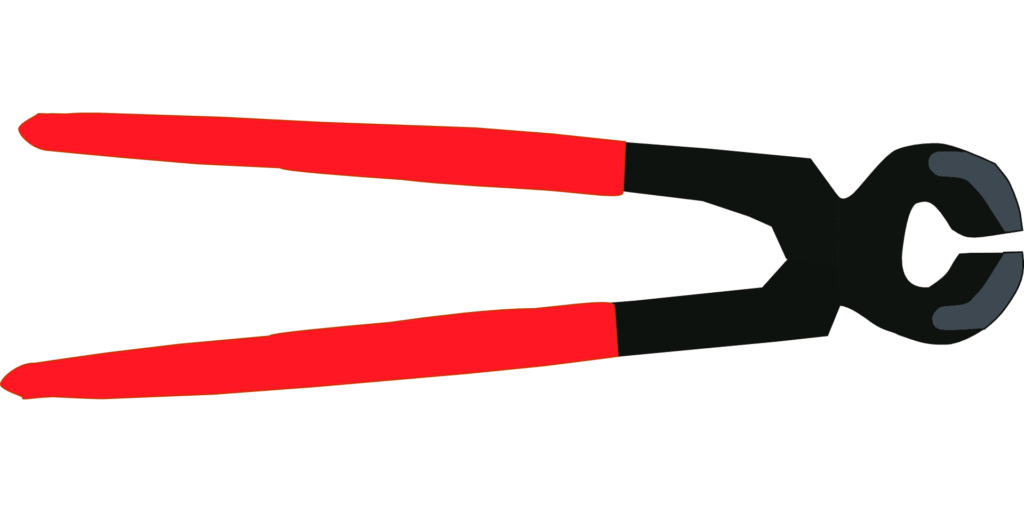 Ziegelkneifzange mit rotem Griff